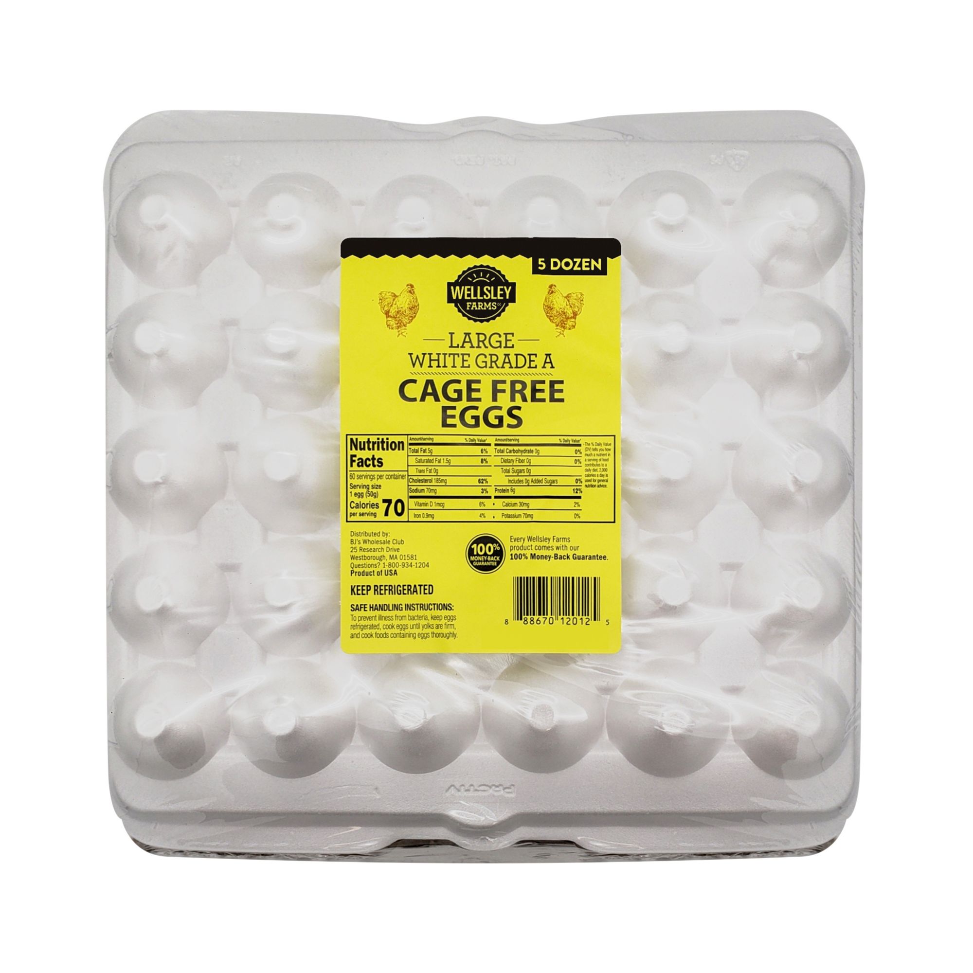 Wellsley Farms Cage-Free Large White Eggs, 5 Dozen