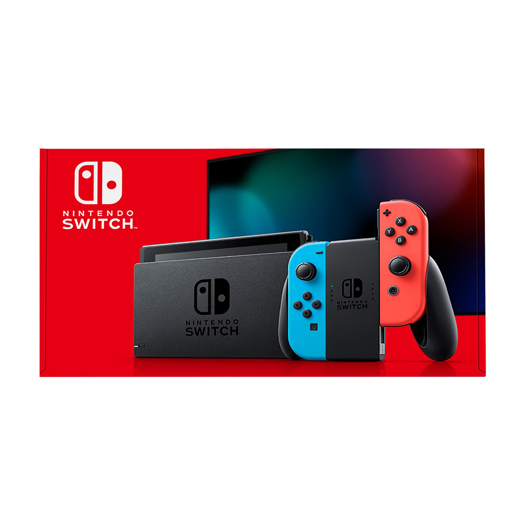 Nintendo Switch with Neon Blue and Neon Red Joy-Con