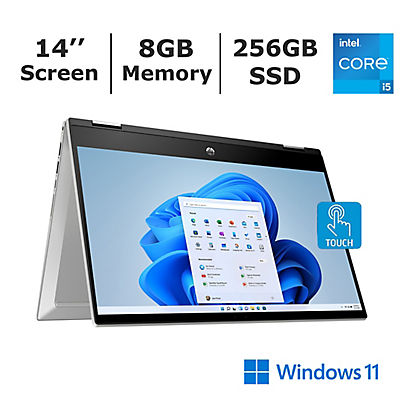 HP Pavilion X360 2-in-1 14″ Laptop, 11th Gen Core i5, 8GB RAM, 256GB SSD