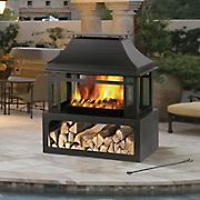 Berkley Jensen Wood Burning Outdoor Steel Fireplace - Black and Gold