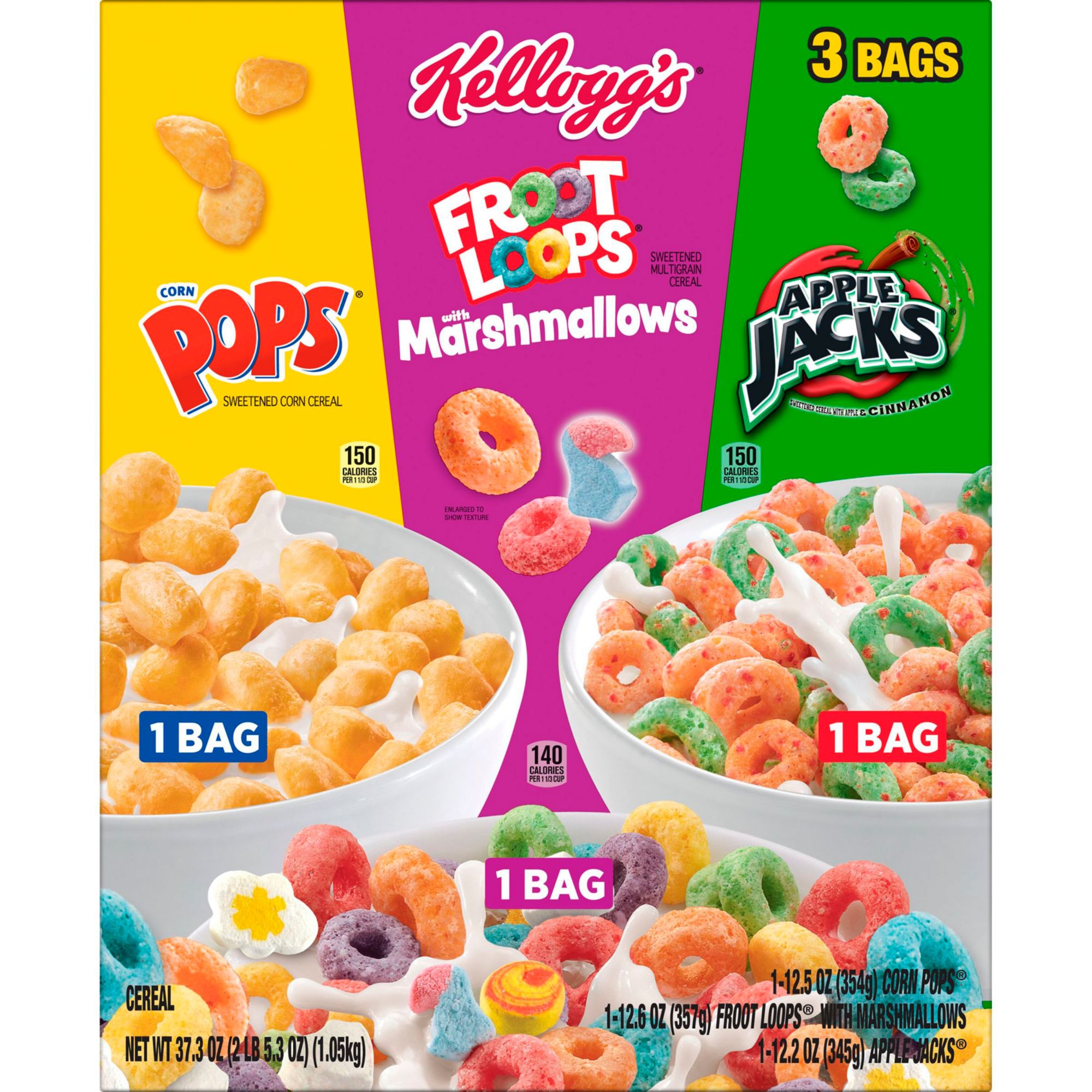 Kellogg's Breakfast Cereal Family Size Variety Pack, 3 pk.