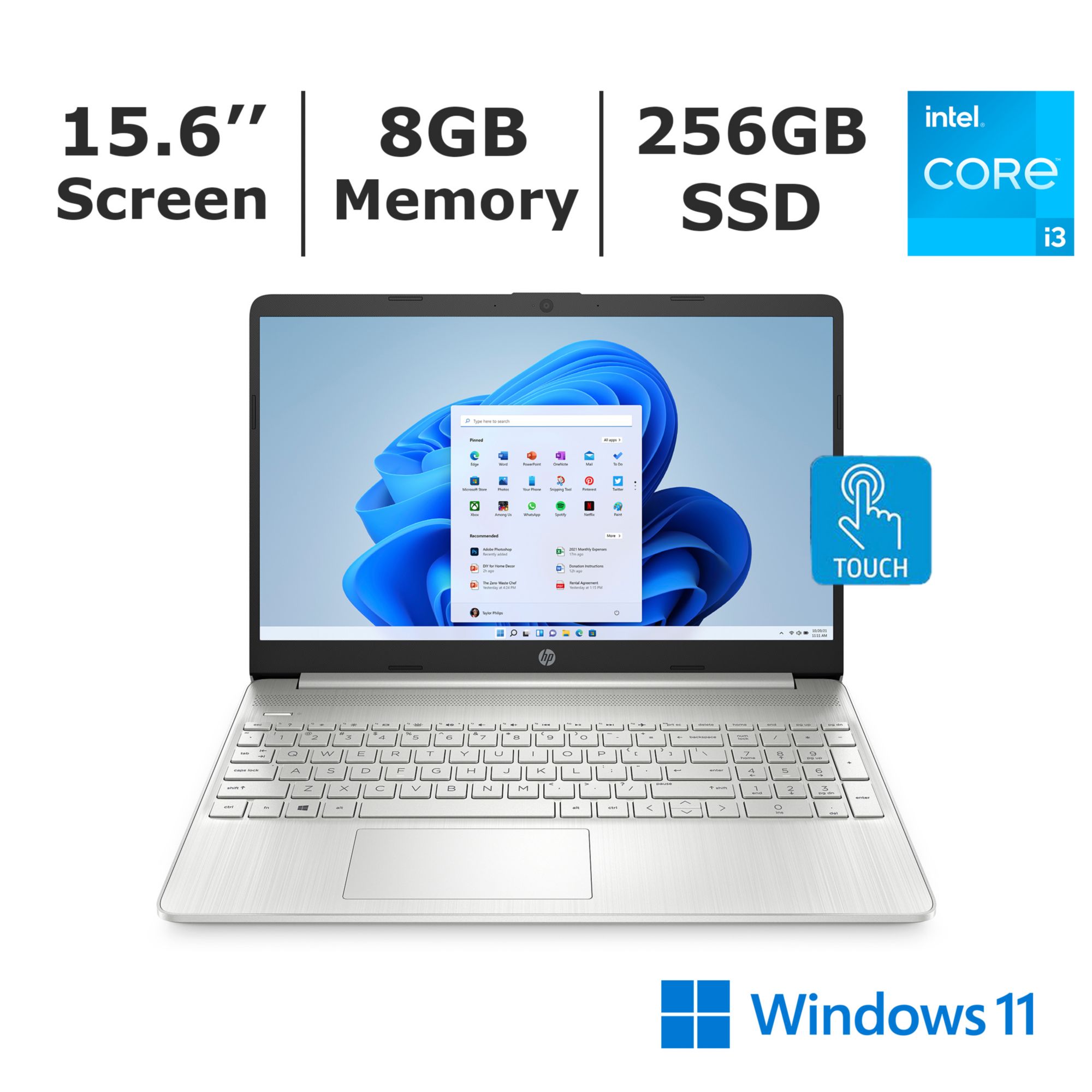 HP Inc. 15-dy2031nr Laptop, Intel Core i3-1115G4 Processor, 8GB Memory, 256GB SSD