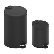 Innovaze 3.2 Gal./12-Liter and 0.8 Gal./3 Liter Stylish Round  Shape Metal Step-on Trash Can Combo - Matte Black