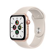 Apple Watch SE GPS with Gold Aluminum Case, 44mm with Starlight Sport Band