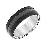 Men's 8mm Wedding Band in Two-Tone Tungsten Carbide, Size 8.5