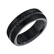 0.9 ct. t.w. Black Sapphire Men's Wedding Band in Black Tungsten Carbide, Size 8.5