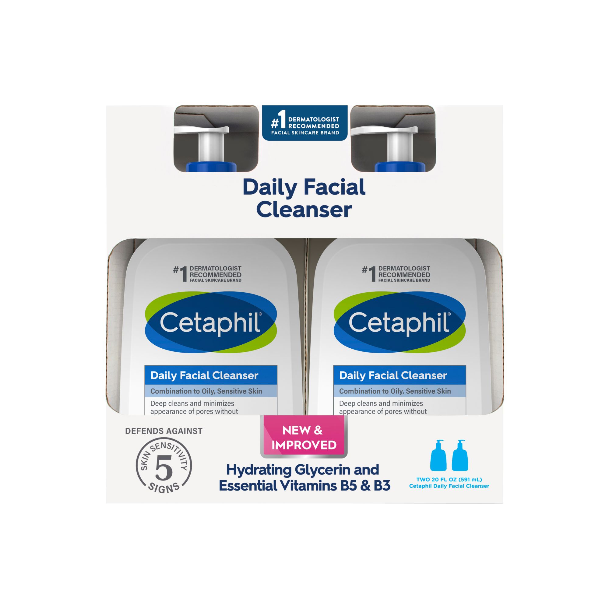 Cetaphil, 2 PACK, Daily Facial Cleanser, Combination to Oily