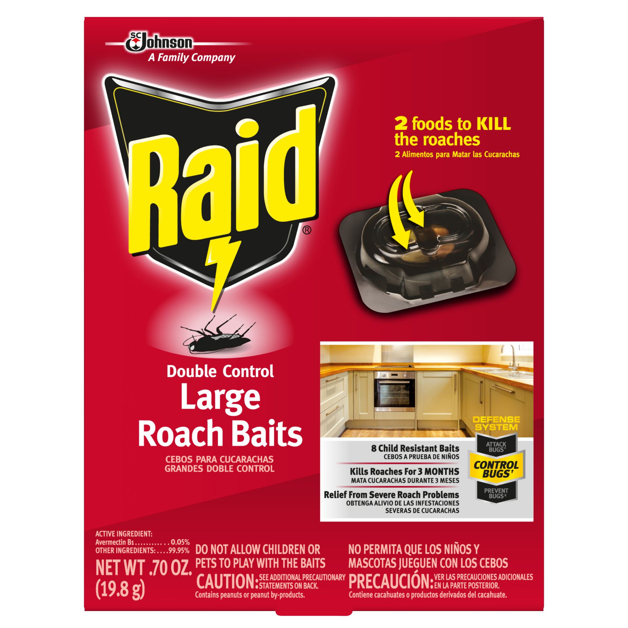 Raid Double Control Large Roach Baits, 8 ct.