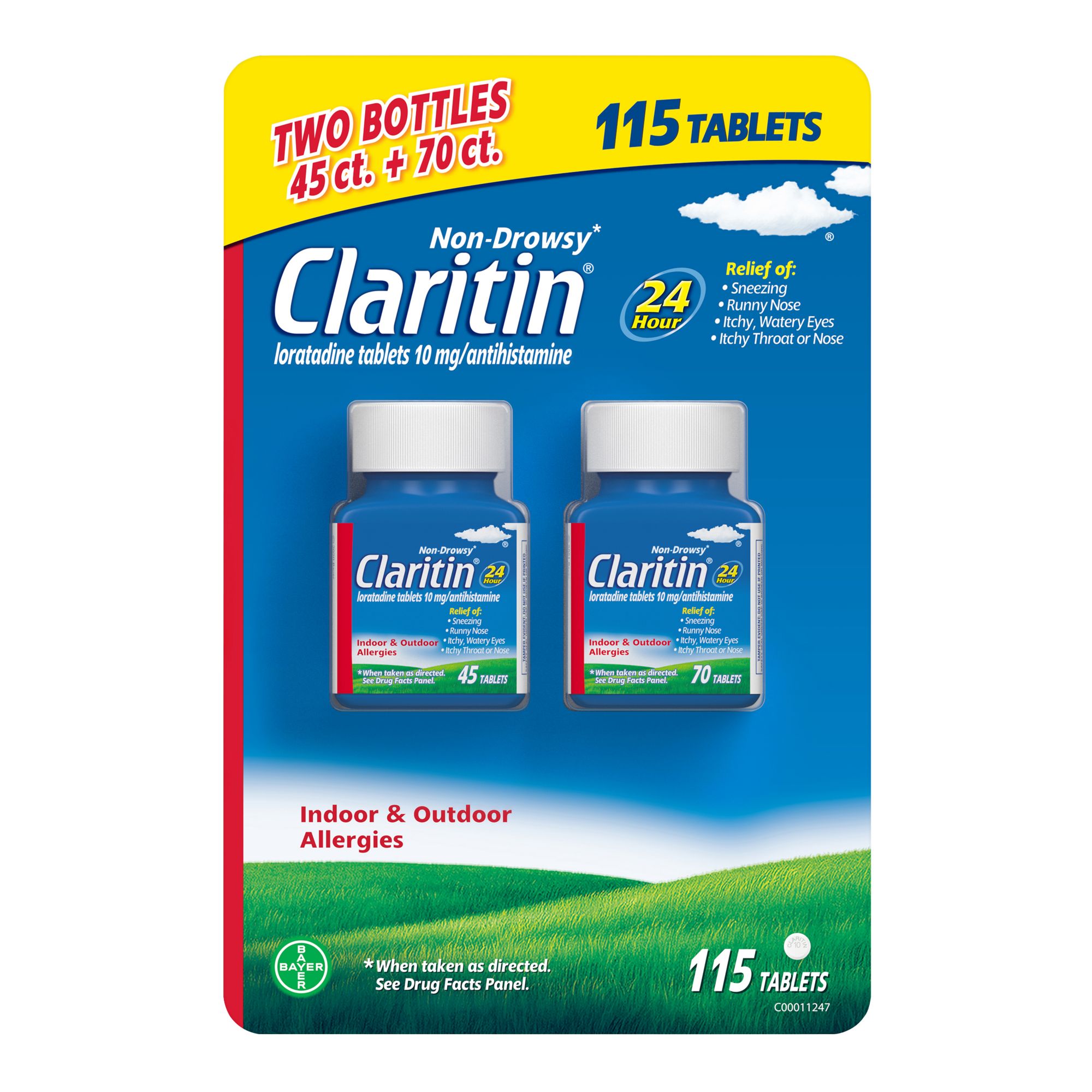 Claritin 24-Hour Non-Drowsy Allergy Tablets with Antihistamine and Loratadine, 115 ct./10mg