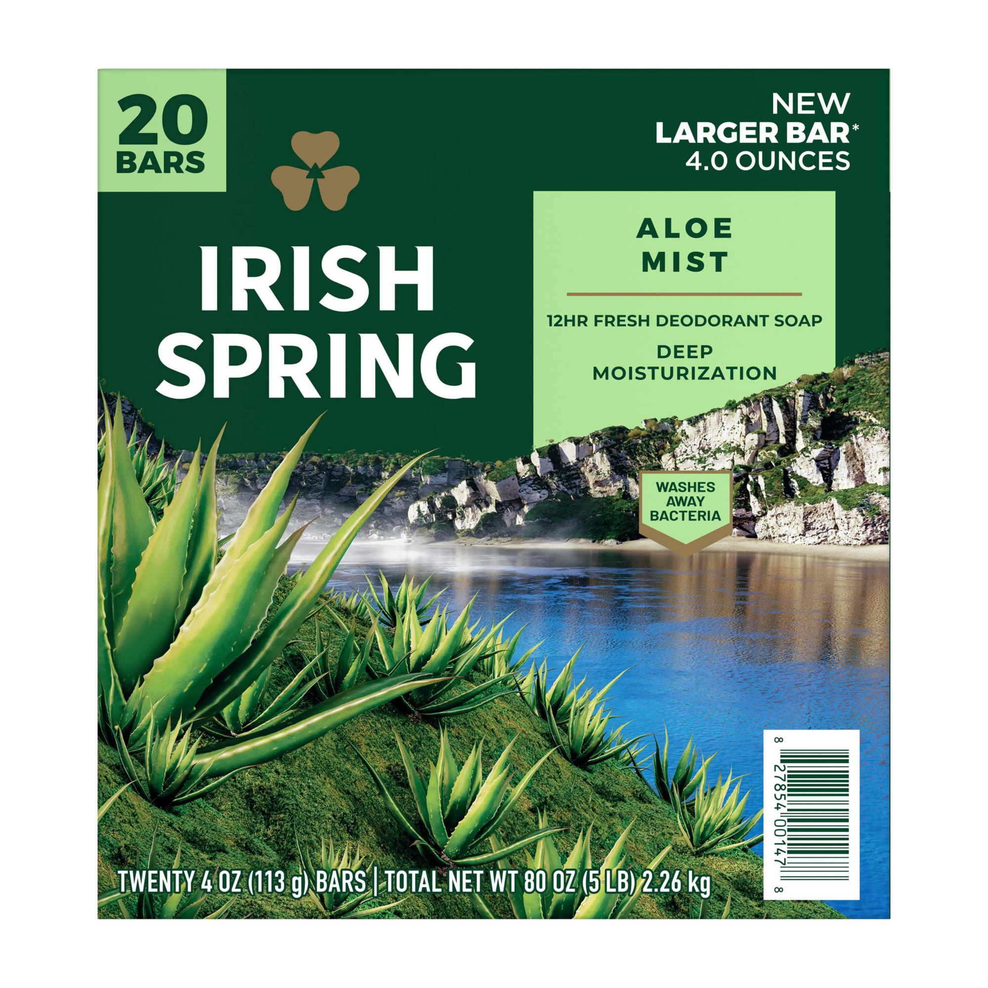 Irish Spring Aloe Mist Bar Soap for Men, 20 ct.