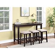 Home to Office Console Table with Three Stools - Brown