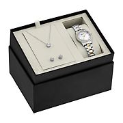 Bulova Ladies 98X112 3-Piece Watch and Stud Set in Two-tone Stainless with Brilliant Crystals Gift Box Set