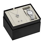 Bulova Ladies 96X138 3-Piece Watch and Heart Necklace in Stainless Steel and Brilliant Crystals Gift Box Set
