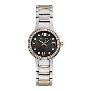 Bulova Ladies 98L272 Two-tone Stainless Crystal Black MOP Dial Bracelet Watch