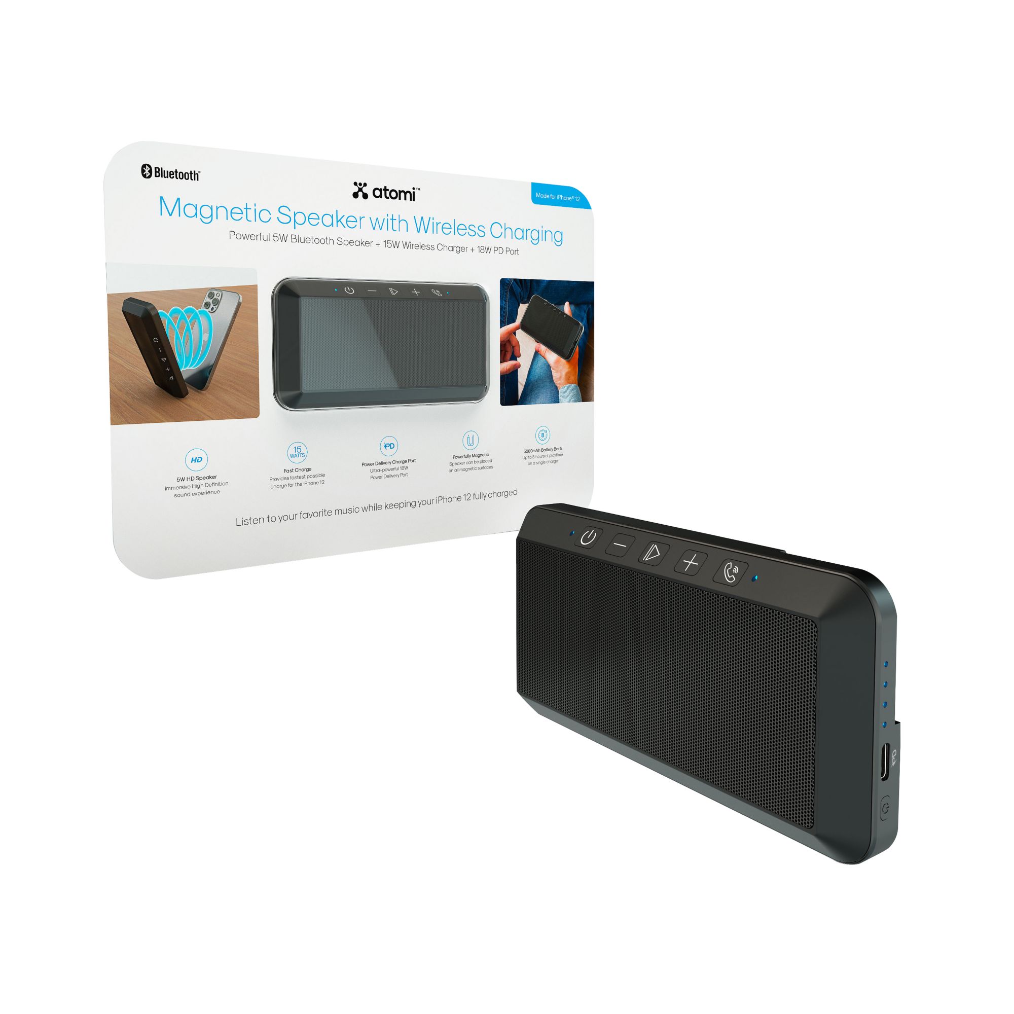Atomi Magnetic Speaker with Wireless Charging