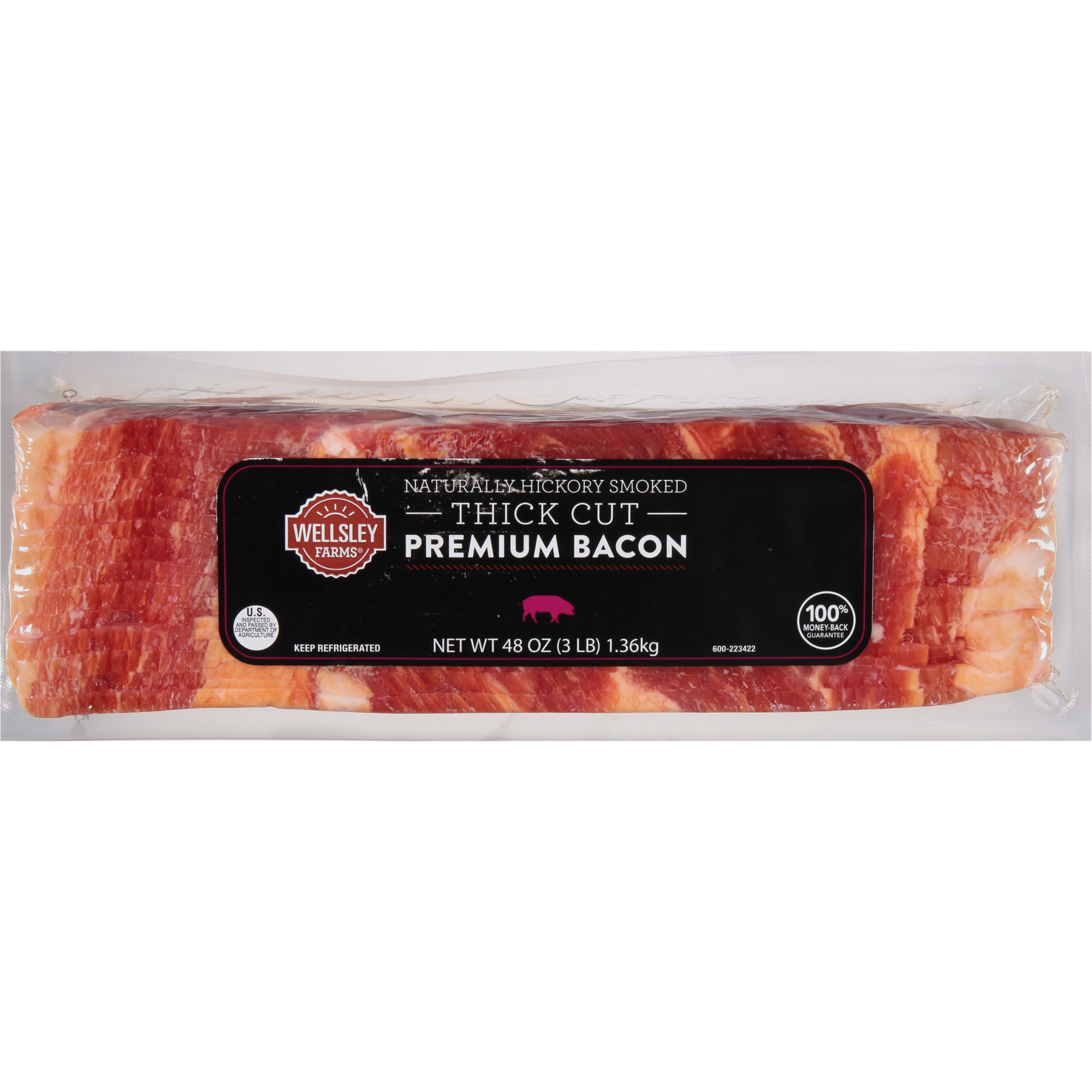 Wellsley Farms Naturally Hickory Smoked Thick Cut Bacon, 2 pk./24 oz.