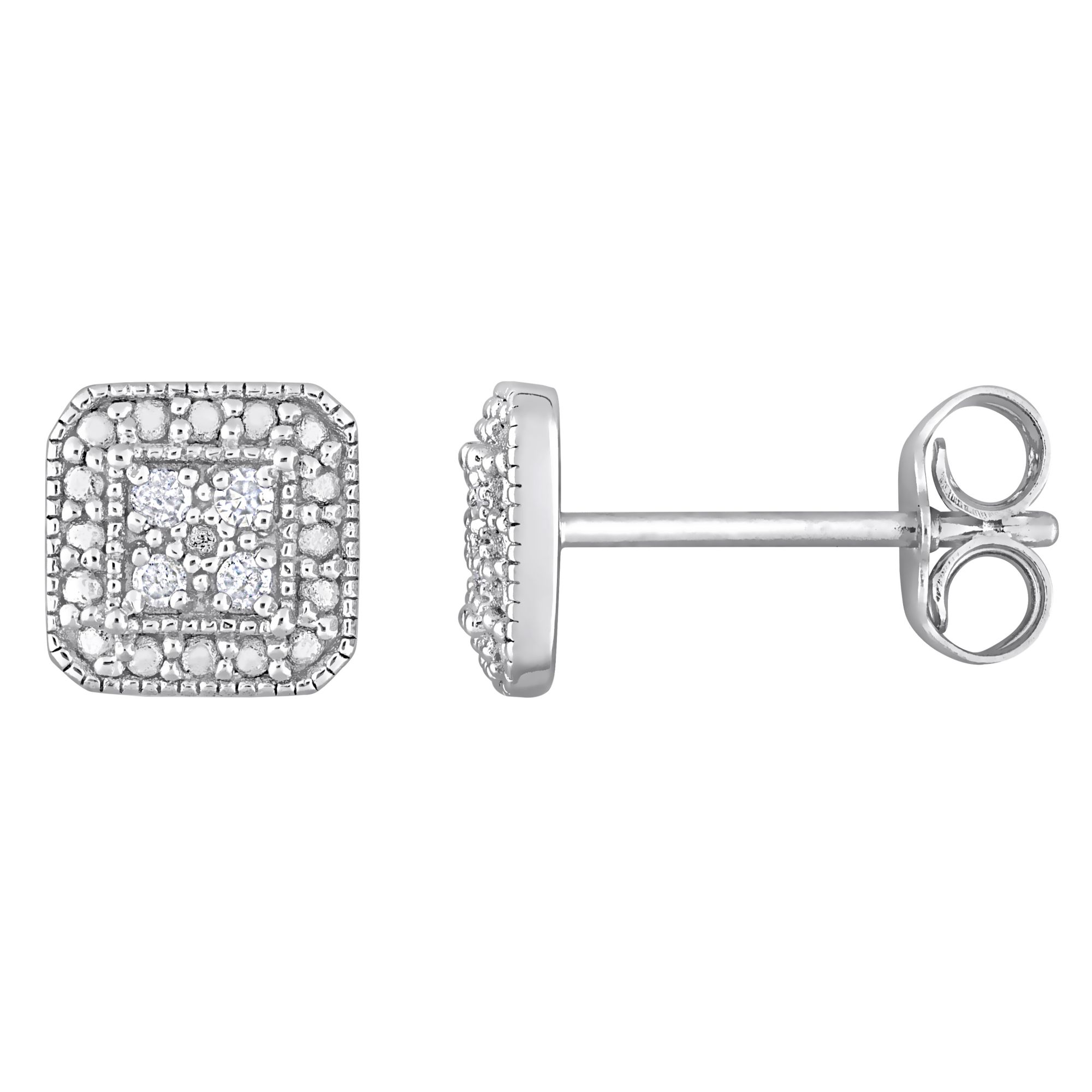 0.1 ct. t.w. Diamond Cluster Stud Earrings in Sterling Silver