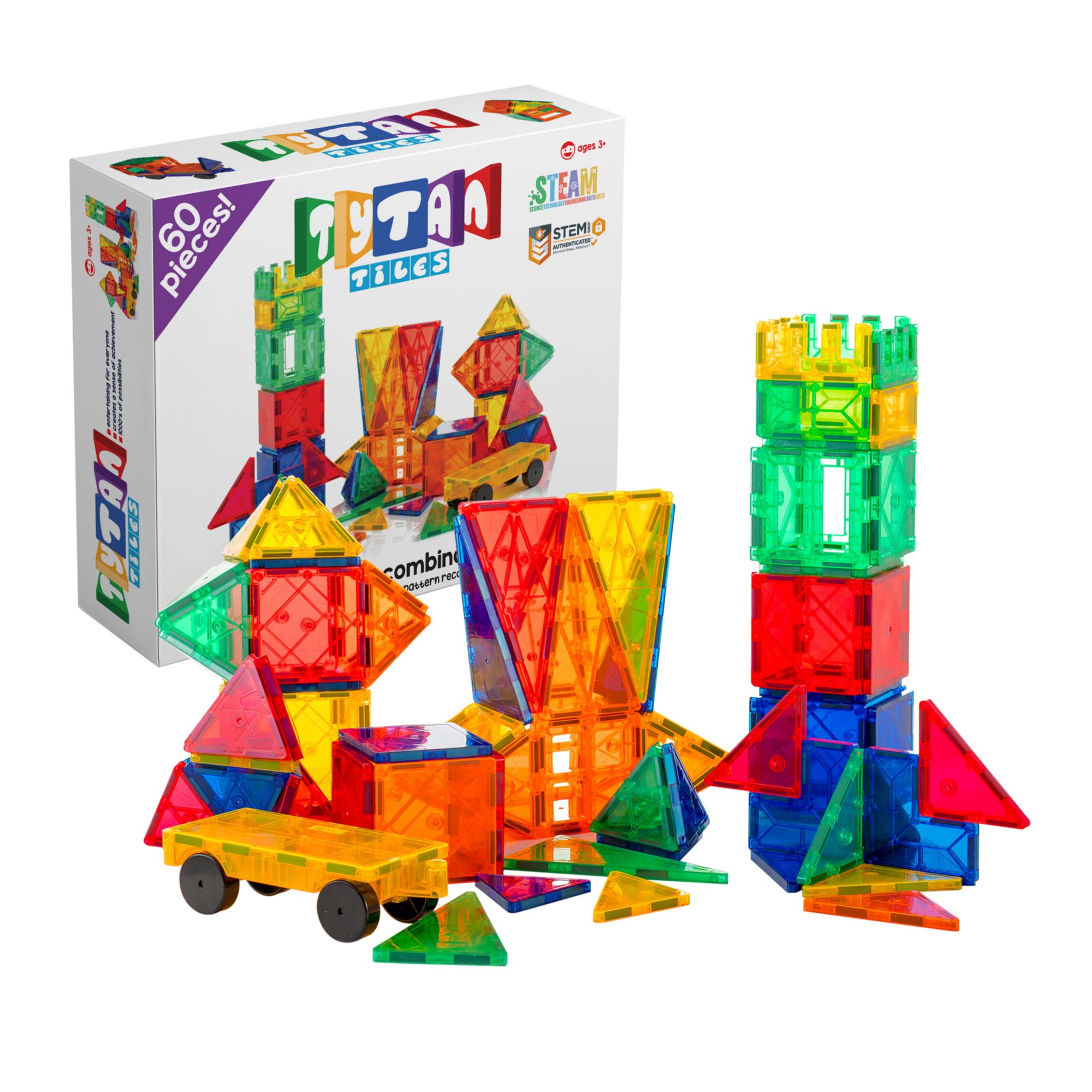 Tytan Tiles Magnetic Toy Tiles, 60 Pieces