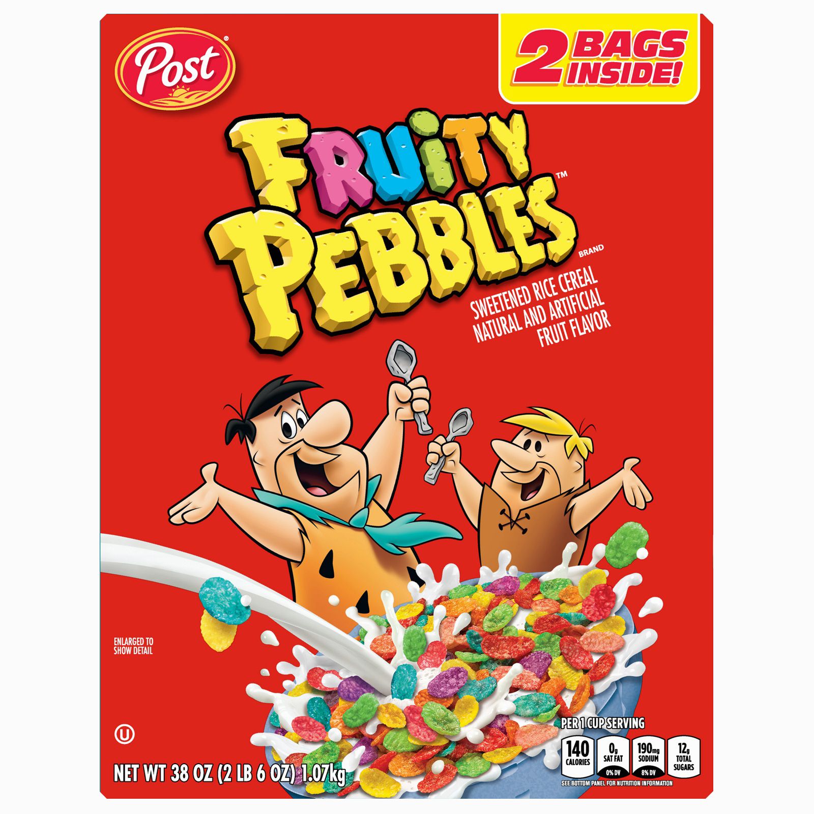 Post Fruity Pebbles Crispy Rice Cereal, 2 pk./19 oz.