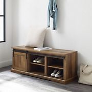 W. Trends 48&quot; Sliding Grooved Door Entry Bench with Storage - Rustic Oak