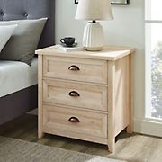 W. Trends Odette 25&quot; Three Drawer cup handle Framed Nightstand - White Oak