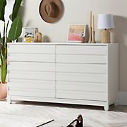 W. Trends Modern Grooved Panel Six Drawer Wood Dresser – White