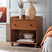W. Trends Morgan One Drawer Tray Top Solid Wood Nightstand - Caramel