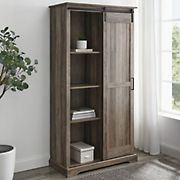 W. Trends Modern Farmhouse Grooved Sliding Door Tall Storage Cabinet – Gray Wash