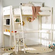 W. Trends Swan Solid Wood Loft Bed with Desk - White