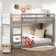 W. Trends Traditional Twin Over Twin Solid Wood Stackable Slat Bunk Bed – Gray
