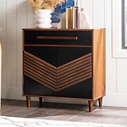 W. Trends Anderson 32&quot; Chevron Wood Detail Accent Cabinet - Black/Brown