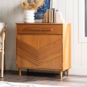 W. Trends Anderson 32&quot; Chevron Wood Detail Accent Cabinet - Caramel