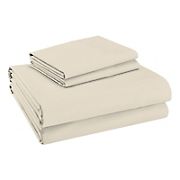 Color Sense Cool and Breathable 100% Cotton Twin Size Percale Sheet Set - Ivory