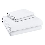 Color Sense Cool and Breathable 100% Cotton Full Size Percale Sheet Set - White