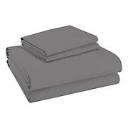 Color Sense Cool and Breathable 100% Cotton Full Size Percale Sheet Set - Dark Gray