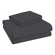 Color Sense Ultra Soft and Silky Performance 300 Thread Count Queen Size Cotton Sateen Sheet Set - Dark Gray
