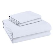 Color Sense Ultra Soft and Silky Performance 300 Thread Count King Size Cotton Sateen Sheet Set - White