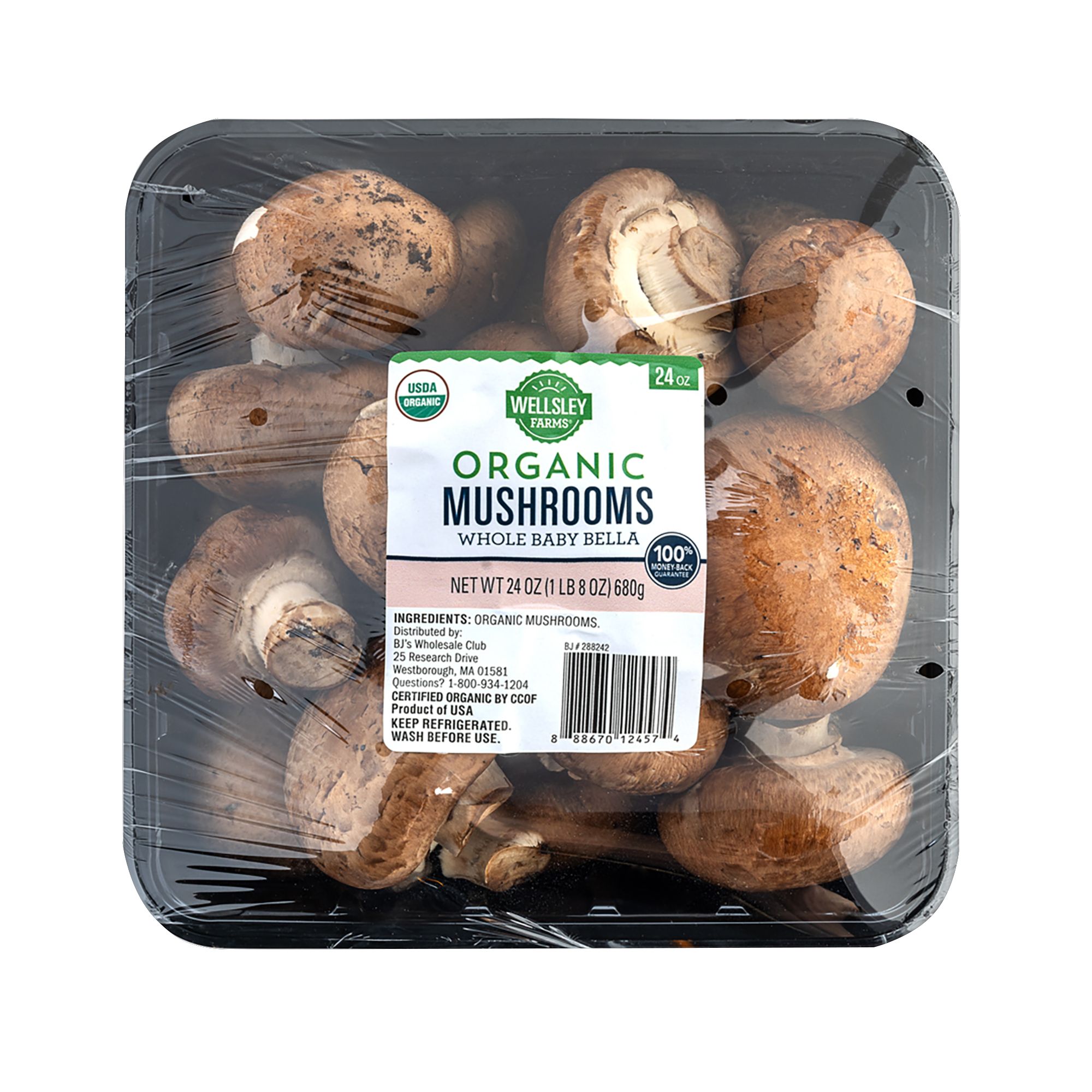 Wellsley Farms Organic Whole Baby Bella Mushrooms, 24 oz.