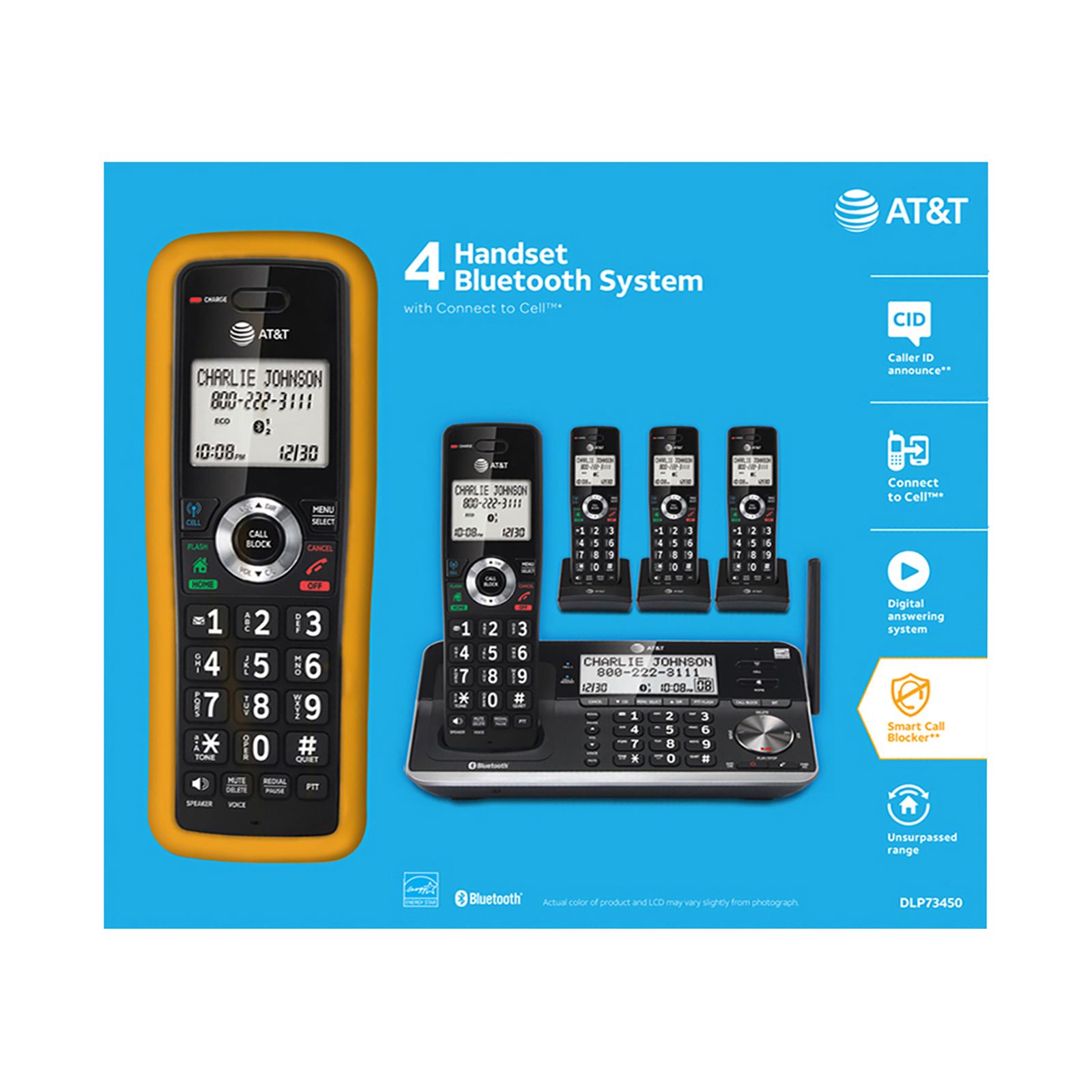 AT&T 4-Handset Cordless Phone with Unsurpassed Range with Bluetooth Connect to Cell and Smart Call Blocker and Answering System