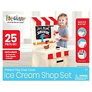 PopOhVer 25-Pc. Pretend Play Ice Cream Shop Play Set with Innovative Canvas Design Chair Cover