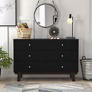 Living Essentials by Hillsdale Kincaid Wood 6 Drawer Dresser - Matte Black