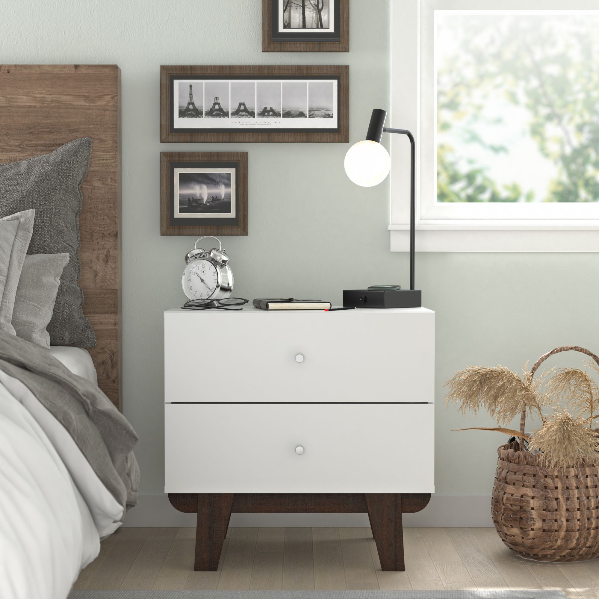 Living Essentials by Hillsdale Kincaid Wood 2 Drawer Nightstand - Matte White