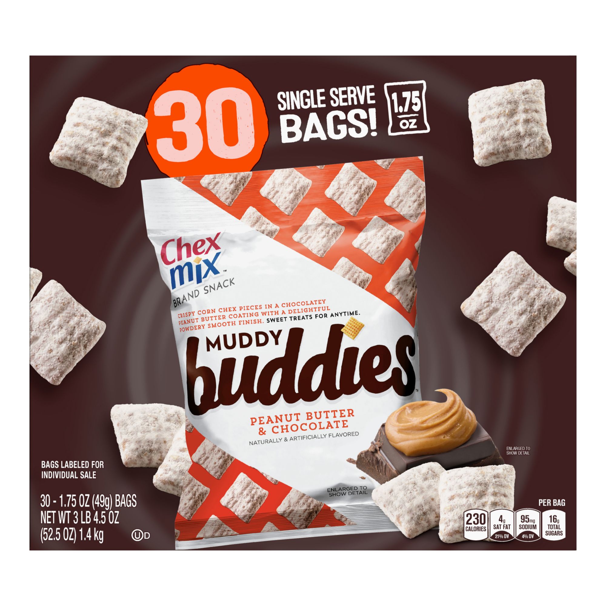 Chex Mix Peanut Butter and Chocolate Muddy Buddies, 30 ct.