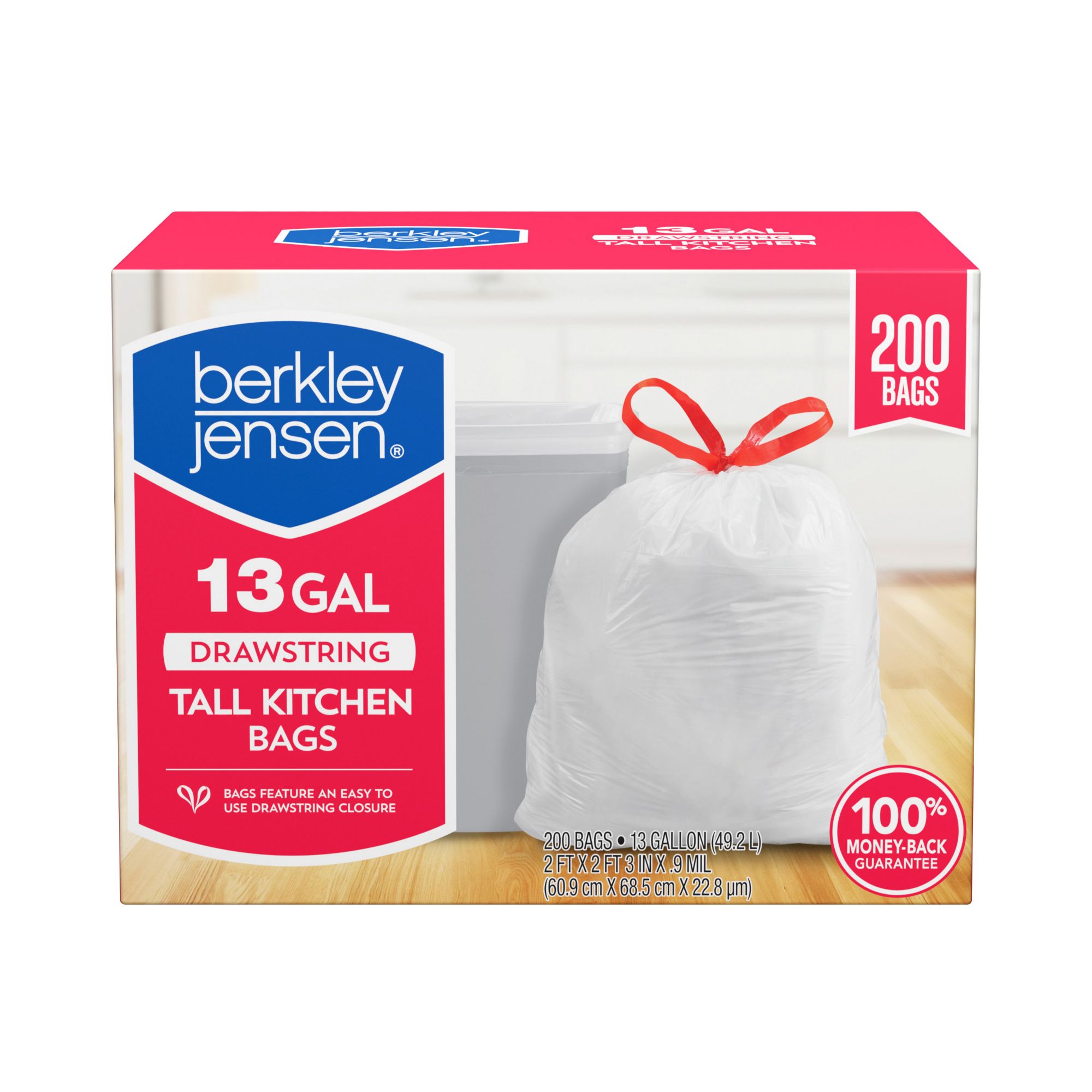 Member's Mark Power Flex Tall Kitchen Drawstring Trash Bags Unscented (13  gal., 200 ct.)