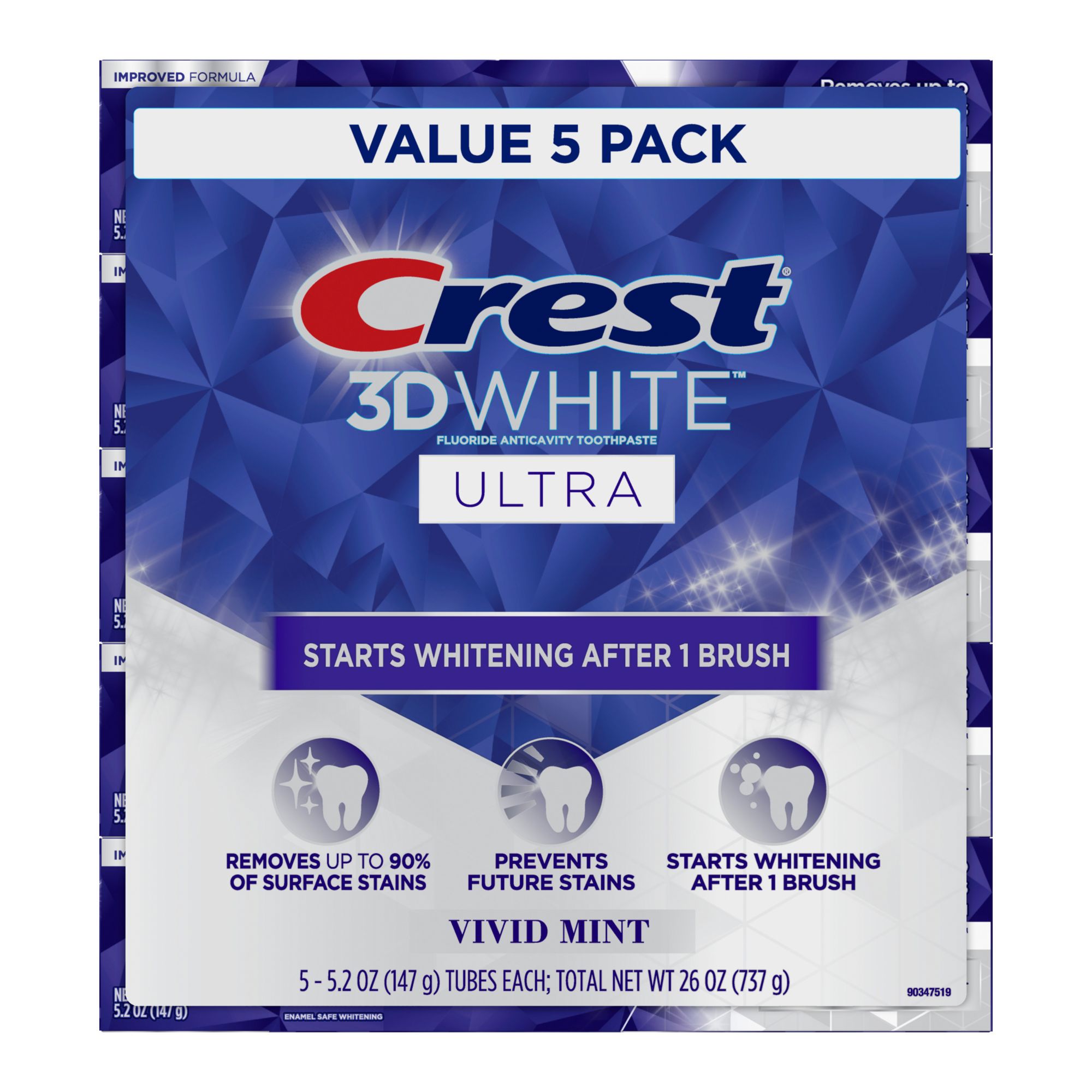 Crest 3D White Ultra Teeth Whitening Toothpaste, 5 pk./5.2 oz. - Vivid Mint