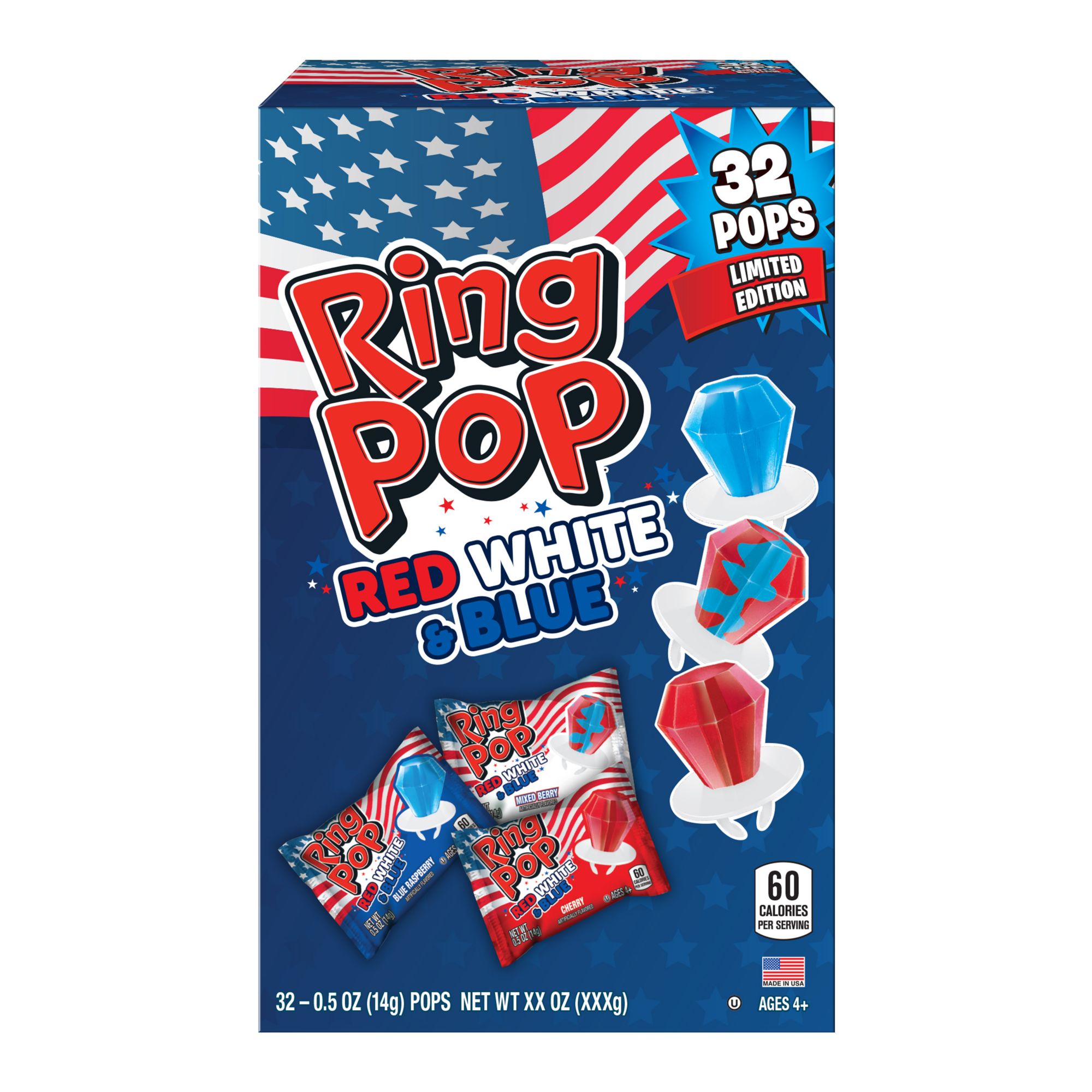 Ring Pop Red White & Blue, 32 ct.