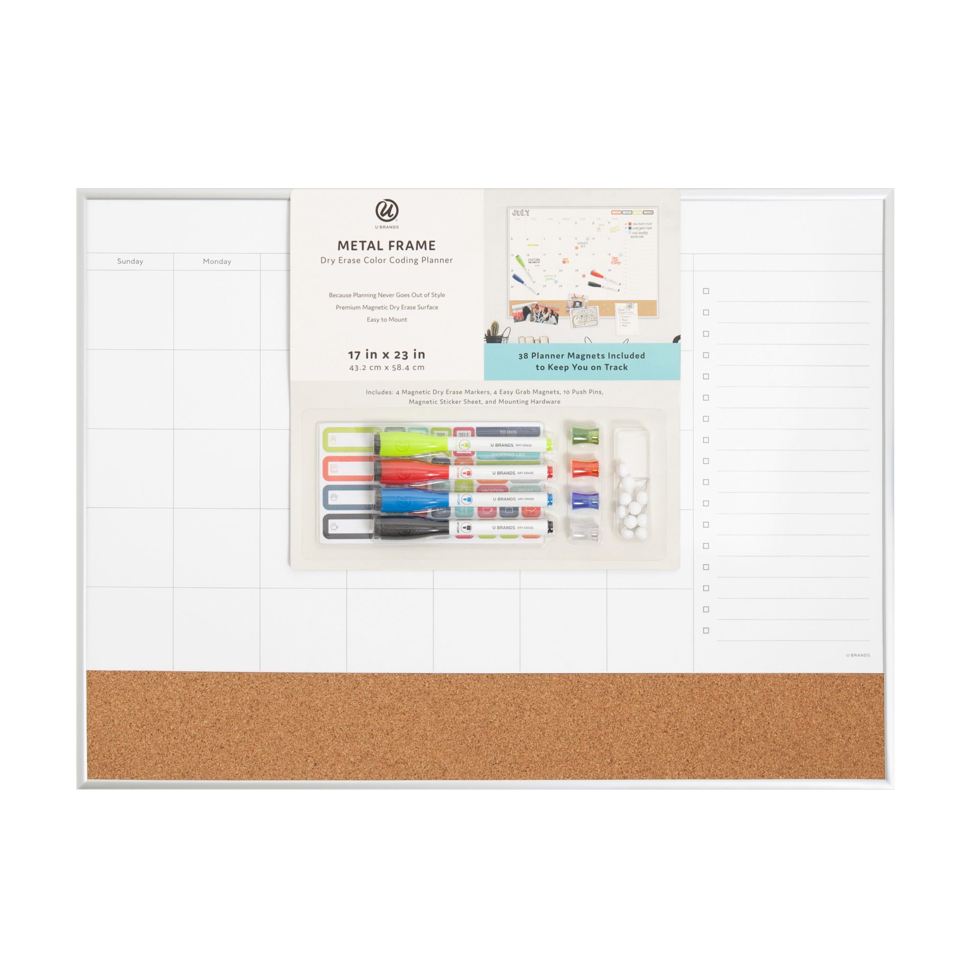 U Brands 68pc Magnetic Color Coding Planner Kit With Dry Erase