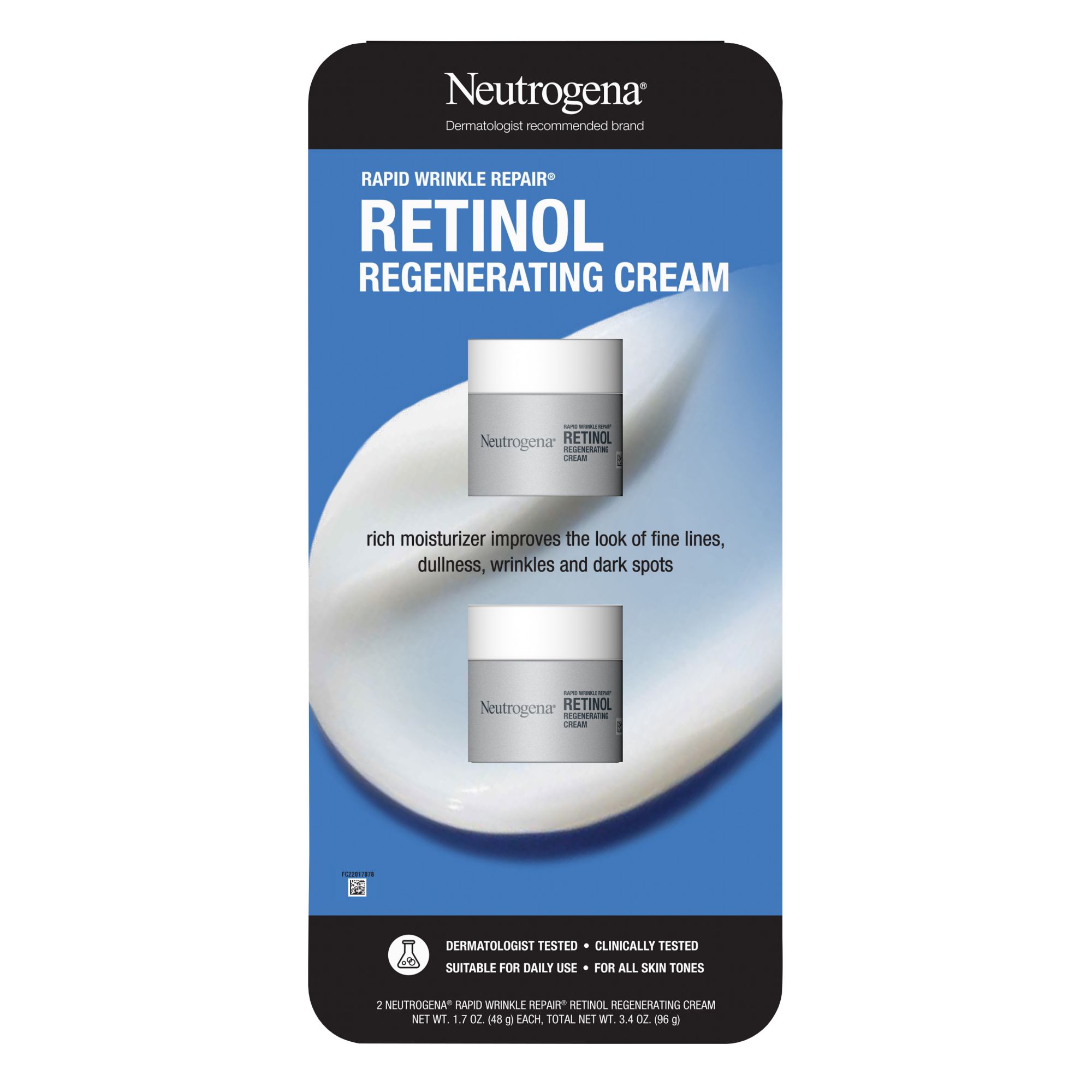 Neutrogena Rapid Wrinkle Repair Anti-Aging Retinol Cream, 2 x 1.7 oz.