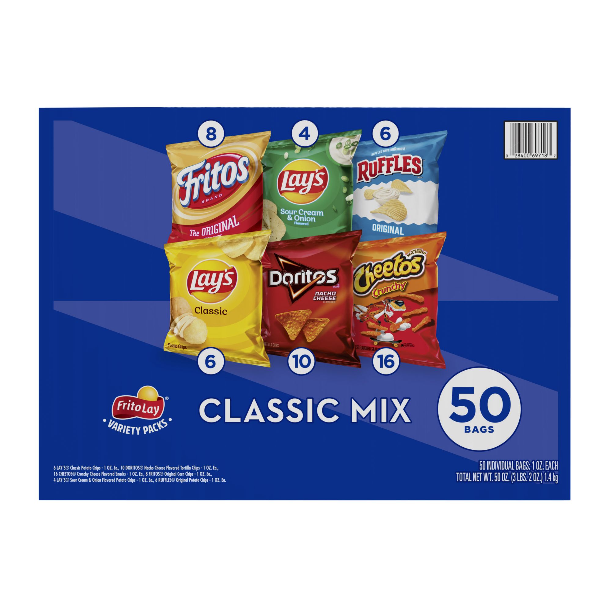 Frito Lay Variety Pack of Snacks and Chips, Classic Mix, 50 ct.