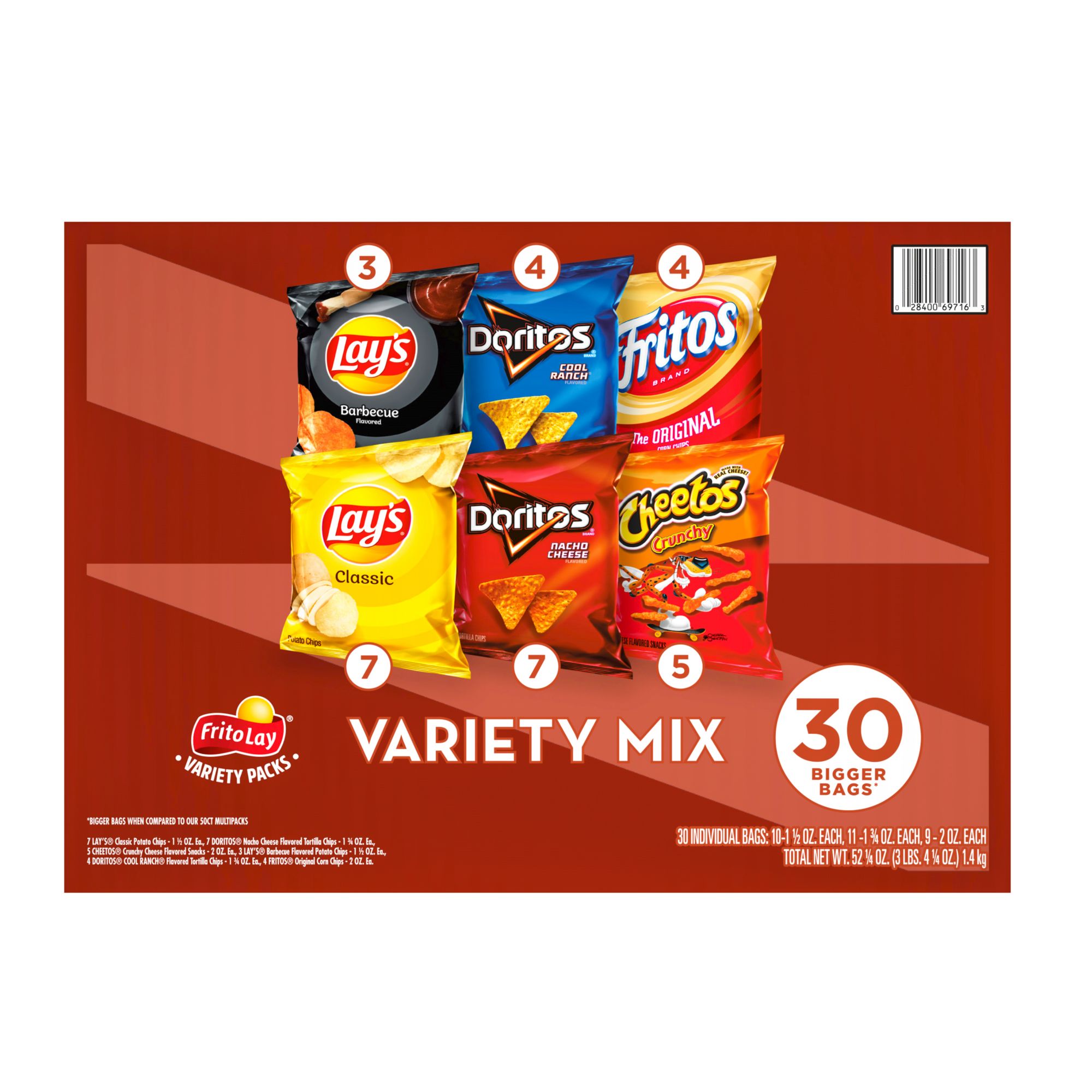 Frito Lay Variety Pack of Snacks and Chips, Classic Mix, 50 ct